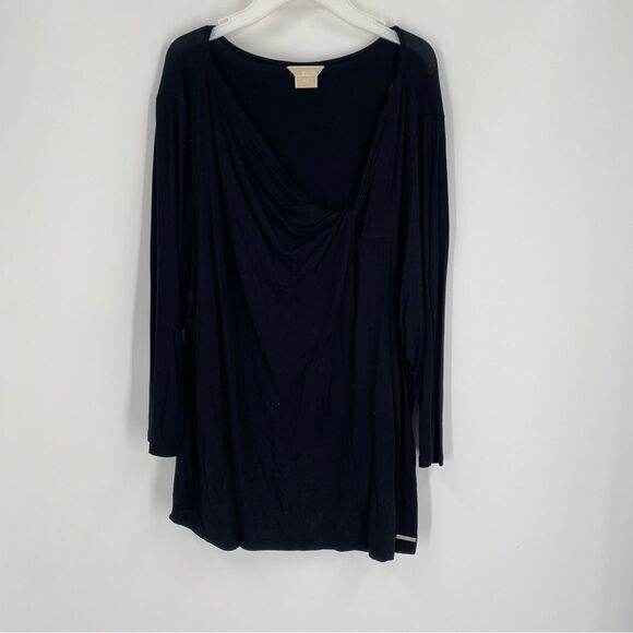 Michael Kors Black Long Sleeve Drape Front Blouse size 2X - Picture 1 of 4